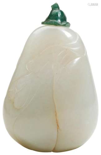CARVED WHITE JADE PEAR-FORM SNUFF BOTTLE QING DYNASTY, 18TH ...