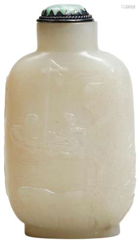 WHITE JADE HORSE SNUFF BOTTLE QING DYNASTY, 18TH / 19TH CENT...