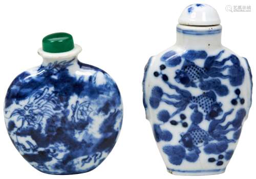 TWO BLUE AND WHITE SNUFF BOTTLES QING DYNASTY, 18TH / 19TH C...