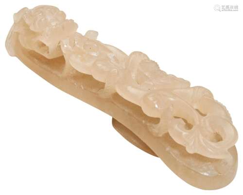 CARVED JADE DRAGON BELT HOOK LATE QING DYNASTY carved with a...
