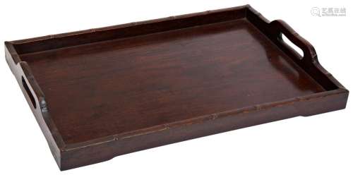 CARVED HONGMU TRAY LATE QING DYNASTY the galleried edge carv...