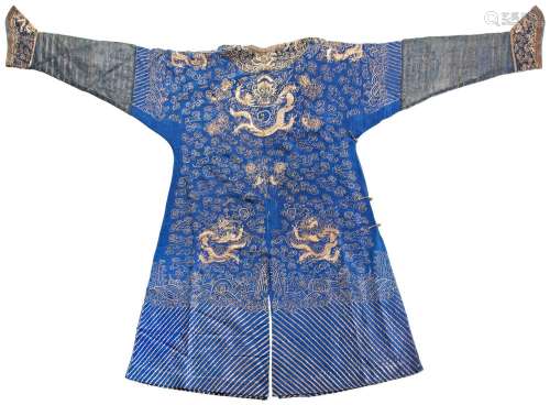 BLUE-GROUND SUMMER GAUZE DRAGON ROBE LATE QING DYNASTY the n...