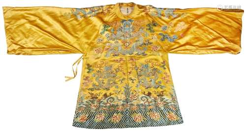 YELLOW-SILK DRAGON COURT ROBE, FOR A TEMPLE STATUE QING DYNA...