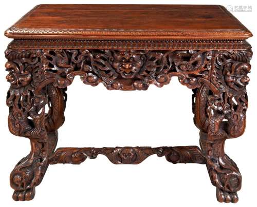 GOOD CARVED HUANGHUALI CENTRE TABLE QING DYNASTY, 19TH CENTU...