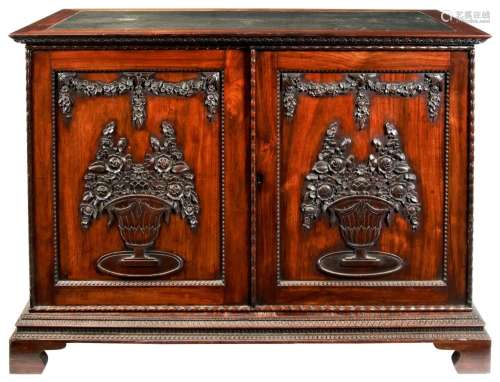 ANGLO-CHINESE CARVED HUANGHUALI LIBRARY CABINET QING DYNASTY...