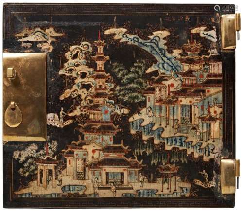 FOUR PAIRS OF CHINESE LACQUER DOOR PANELS QING DYNASTY, 18TH...