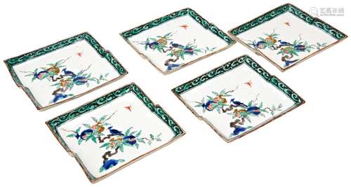 SET OF FIVE KO-KUTANI SQUARE DISHES EDO PERIOD 18TH / 19TH C...