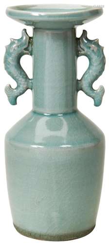 CELADON CRACKLE-GLAZE MALLET VASE 20TH CENTURY in the Southe...