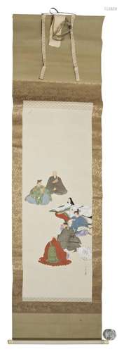 ISHII KYUHO (B. 1868) ROKKASEN (SIX FAMOUS POETS) ink and co...