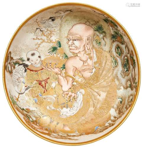 JAPANESE SATSUMA LOW BOWL MEIJI PERIOD (1868-1912) the inter...