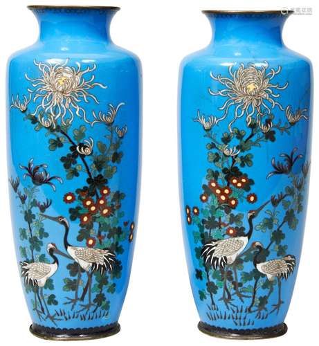 PAIR OF JAPANESE CLOISONNE VASES MEIJI PERIOD (1868-1912) th...