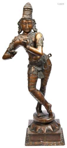 BRONZE FIGURE OF DANCING KRISHNA SOUTH INDIA, 19TH CENTURY s...