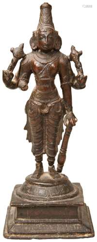 A STANDING BRONZE VISHNU, INDIAN, 15TH-16TH CENTURY, portray...
