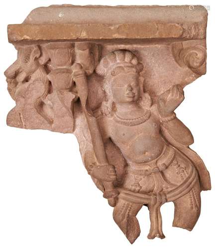 A SANDSTONE RELIEF FRAGMENT OF A BODHISATTVA CIRCA 11TH/13TH...