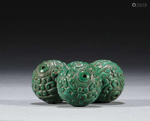 中国古代，绿松石珠子（汉）