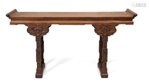 A fine Chinese Huanghuali and Zitan Altar Table, late 19th c...