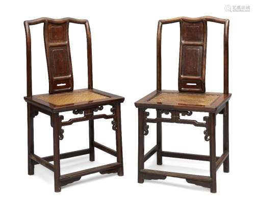 A pair of Chinese hongmu chairs, 18th / early 19th century, ...