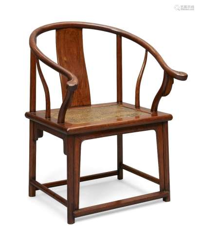 A Chinese rosewood horseshoe back chair, quanyi, 19th centur...