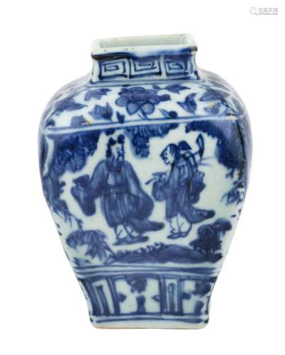 A Chinese blue and white square jar, Jiajing mark and of the...