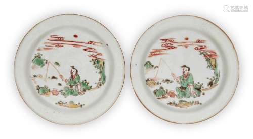 A pair of Chinese ko-aka-e dishes, Tianqi period, each paint...