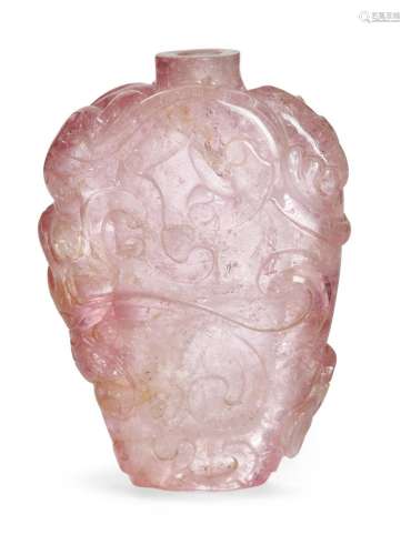 A Chinese pink tourmaline 'chilong' snuff bottle, Qianlong p...