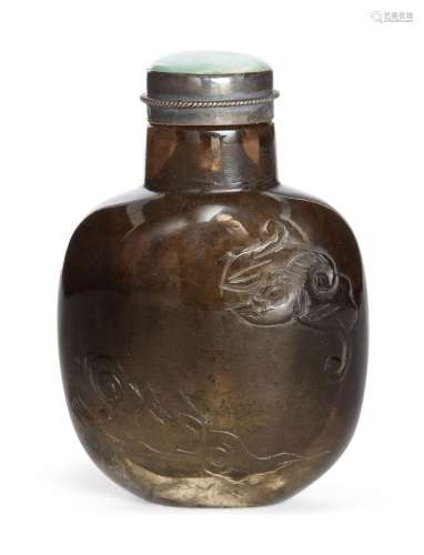 A Chinese smokey quartz snuff bottle, 19th century, of flatt...