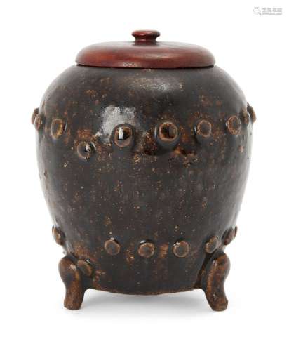 A Chinese stoneware ovoid water pot, Ming dynasty, covered i...