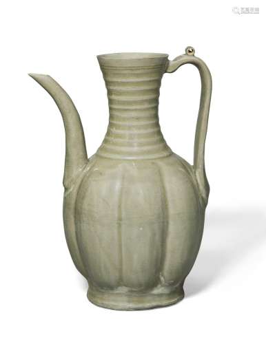 A Chinese Yaozhou-type celadon-glazed lobed ewer, Song/Yuan ...