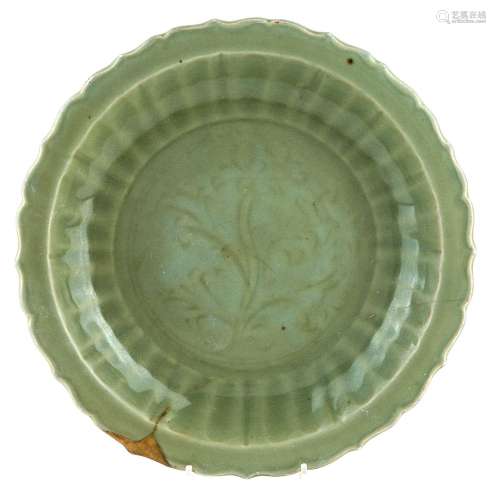 A large Chinese Longquan celadon-glazed charger, Ming dynast...