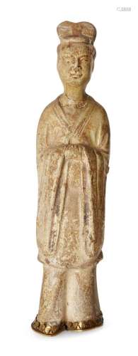 A Chinese straw-glazed figure of a lady, Sui-Tang dynasty, m...