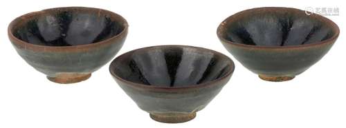 A group of three Chinese Jian ware tea bowls, Song dynasty, ...