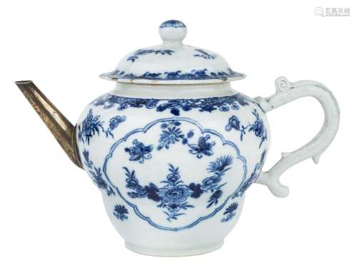 A Chinese blue and white teapot and cover, 18th century, pai...