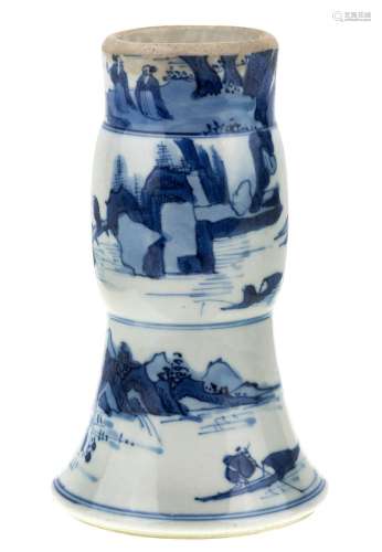 A Chinese blue and white beaker vase, gu, Kangxi period, the...