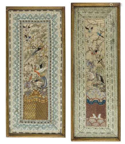 Two Chinese silk-embroidered sleeve bands, 19th century, eac...