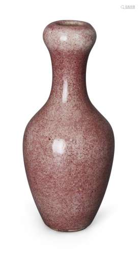 A Chinese monochrome copper red garlic head vase, late Qing ...
