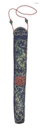 A Chinese silk embroidered fan case, late Qing dynasty, deco...