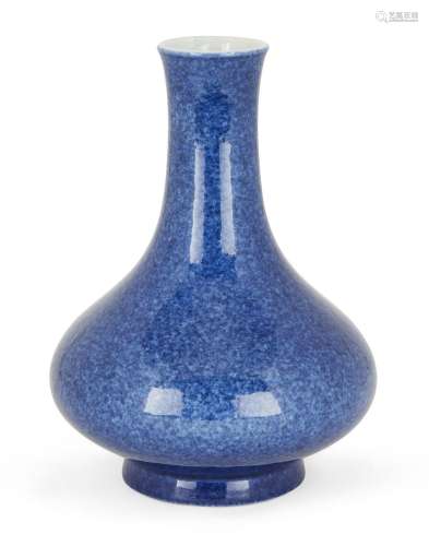 A Chinese monochrome powder-blue bottle vase, Yongzheng mark...