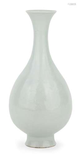 A Chinese monochrome white-glazed anhua decorated vase, Xuan...