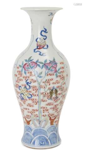 A Chinese famille rose and doucai baluster vase, Chenghua fo...