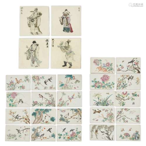 A set of twenty-two famille rose 'birds and flowers' rectang...