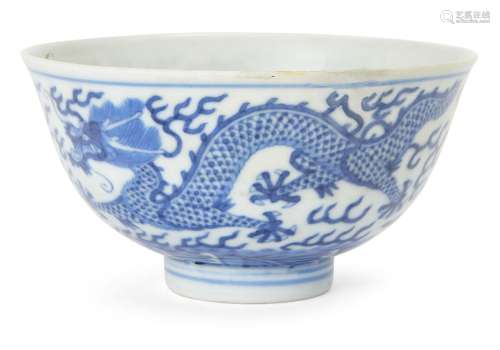 A Chinese blue and white bowl, Guangxu mark and of the perio...