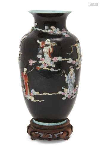 A Chinese famille rose 'eight immortals' vase, 19th century,...