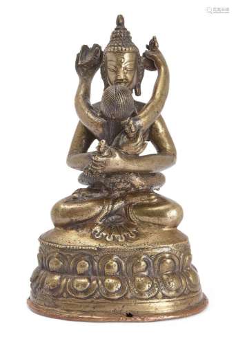 A Sino-Tibetan gilt bronze figure of Shakyamuni Buddha in ya...