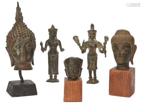 Five Southeast Asian bronzes, 19th century, comprising two K...