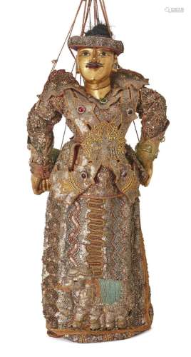 A large Burmese gilt-wood marionette, early 20th century, th...