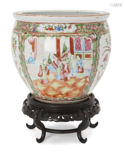 A Chinese Canton enamel jardinière, 19th century, painted in...