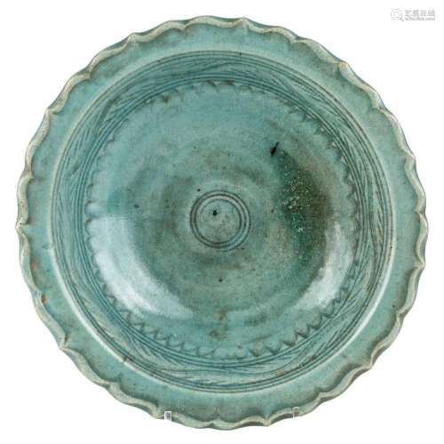 A large Thai Sawankhalok celadon-glazed bowl, 16th century, ...