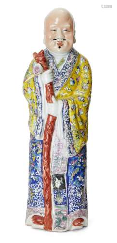 A large Chinese famille rose figure of Shoulao, Republic per...