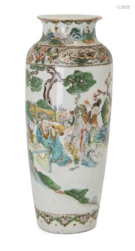 A Chinese famille verte vase, Republic period, painted with ...