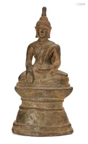 A Laos bronze Buddha, 16th century, seated in Ardha Padmasan...